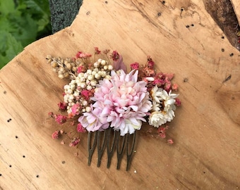 Pastel wedding hair comb Pink Bridal flower comb Magaela accessories Romantic flower jewellery Baby's breath comb Wedding 2021