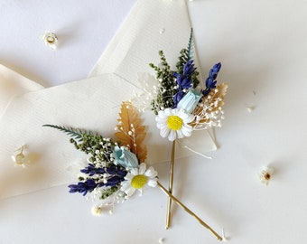 Meadow daisy flower hairpins Set of hair pins Summer Bridal hair clips Wedding accessories Spring Wildflowers Wedding hairstyle Magaela