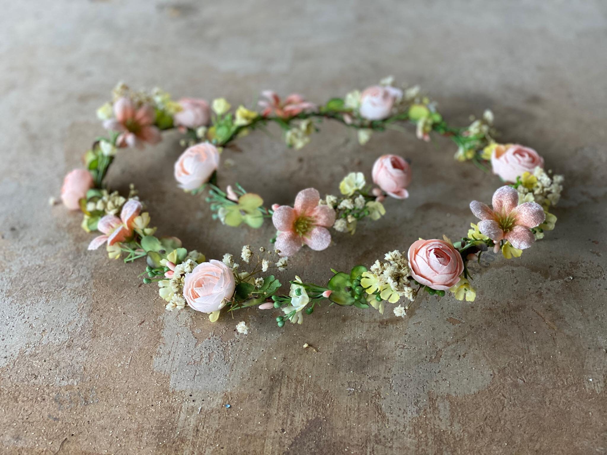 Peach wedding garland Floral garland Hair garland Wedding Etsy