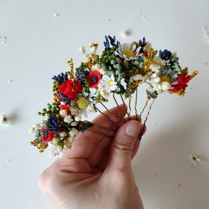 3/5/10pcs Folk  floral hair pins Bridal hair arrangement Hair accessories Magaela Flower hair Poppy flower Wedding accessories Meadow design