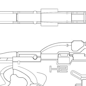 May include: A black and white line drawing of a futuristic vehicle with the text "H2" on the side.