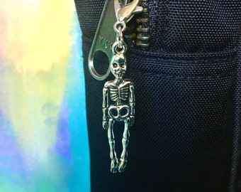 SKELETON Zipper Pull - Halloween Phone Charm, Bones, Stitch marker, Skull Calavera shoelace zipperpull, Mask Charm, Zipper Charm Unisex Gift