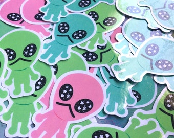Alien Buddy Stickers - 2.5in Pink Mint Green - Collect them all!