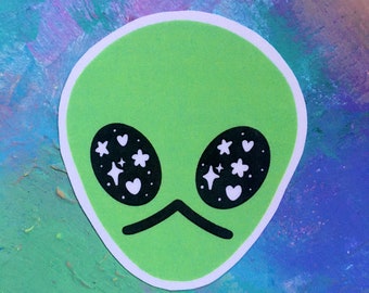 Classic Green Alien Sticker