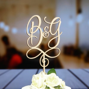 Wedding Cake Topper Family Monogram, Groom & Bride Initials Cake Topper, Wedding - Anniversary - Valentine Topper, Wedding Keepsake, Rustic