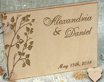 Personalized Wedding-Anniversary-Bridal Shower Guest Book, Great Gift for Couple, Birthday gift, Retirement Book, Sign in Book, Rustic Chic