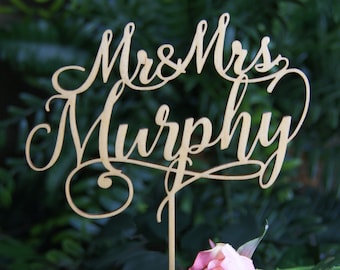 MR-MRS NAME Personalized Wedding Cake Topper, Bridal Shower/Wedding/Anniversary/Valentine Topper, Wedding Keepsake, Rustic Chic, Cake decor