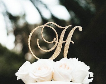 Personalized Monogram - Initial Letter Topper - Bridal Shower-Wedding-Anniversary-BD Cake Topper, Elegant Rustic-chic, Wedding Gift