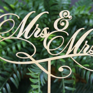 Mrs Mrs Topper, Mr Mrs Cake Topper, Wedding - Anniversary - Bridal Shower Cake Decor, Rustic Chic, Multiple Colors and Glitter Options