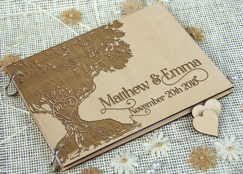 Custom Gift for Couple Memory album Photo Prop Bridal ShowerWeddingAnniversary Gift Rustic Wedding Personalized Wedding Guest Book