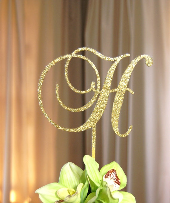 Personalized Monogram - Initial Letter Topper - Bridal Shower-Wedding-Anniversary-BD Cake Topper, Elegant Rustic-chic, Wedding Gift