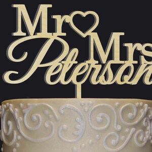 MR-MRS NAME Personalized Cake Topper Wedding Anniversary Valentine Cake Topper, Wedding Keepsake Photo Prop Rustic Chic Wedding image 4