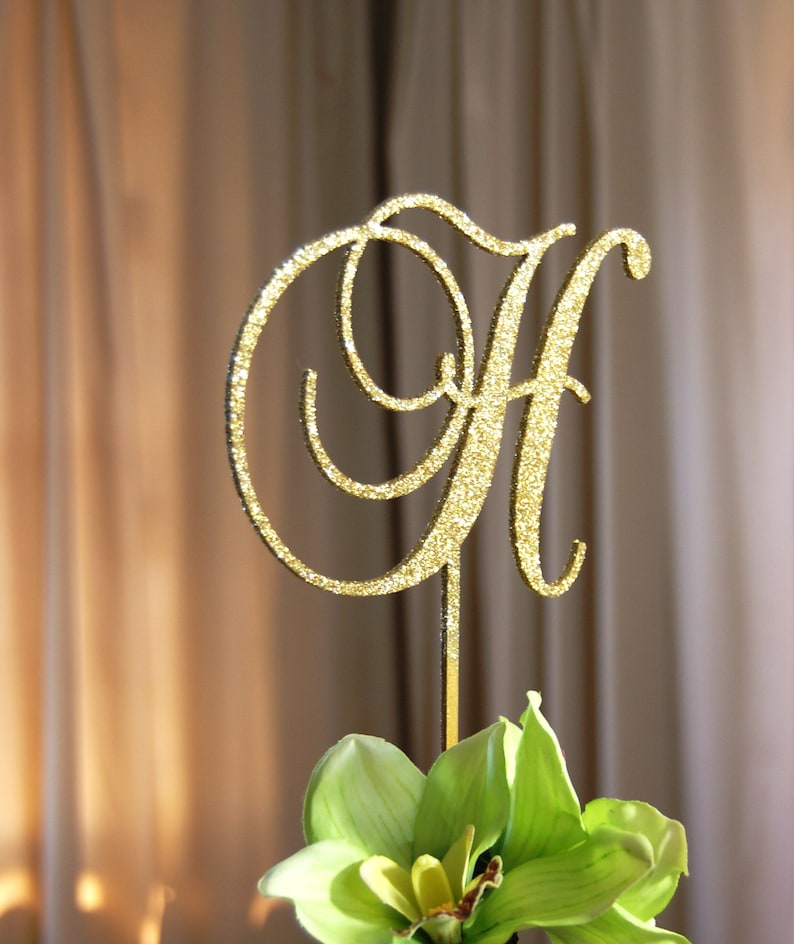 Personalized Monogram Initial Letter Topper Bridal Shower-Wedding-Anniversary-BD Cake Topper, Elegant Rustic-chic, Wedding Gift image 3