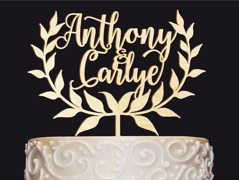 Groom and Bride Names in Laurel Wreath Personalized Cake image 4