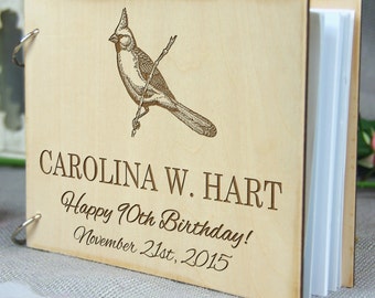 Beautiful Laser Engraved Personalized Birthday-Retirement-Wedding-Anniversary-Bridal Shower Guest Book /Gift , Memory Book, Rustic Theme