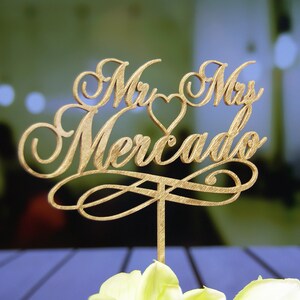 Personalized MR-MRS NAME Cake Topper, Wedding-Anniversary-Valentine Day Cake Topper/ Decor, Wedding Keepsake Photo Prop Rustic Chic image 3