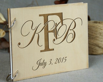 Beautiful FAMILY MONOGRAM Personalized Wedding Guest Book, Bridal Shower - Anniversary - Family Reunion Memory Book, Photo Prop, Rustic Chic