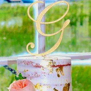 Personalized Monogram Initial Letter Topper Bridal Shower-Wedding-Anniversary-BD Cake Topper, Elegant Rustic-chic, Wedding Gift image 6