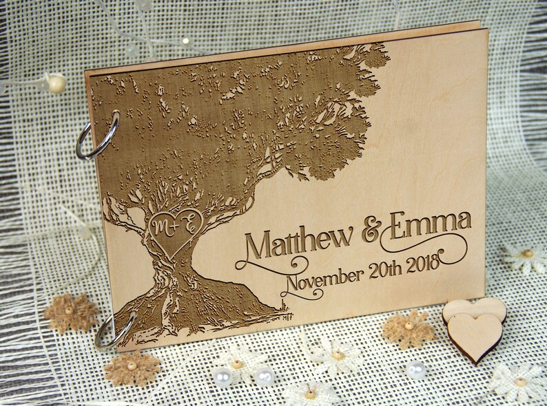 Custom Gift for Couple Memory album Photo Prop Bridal ShowerWeddingAnniversary Gift Rustic Wedding Personalized Wedding Guest Book