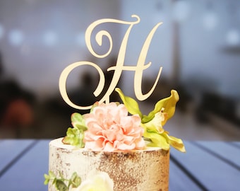 Personalized Monogram - Initial Letter Topper - Bridal Shower-Wedding-Anniversary-Birthday Cake Topper, Elegant Rustic-chic, Wedding Gift
