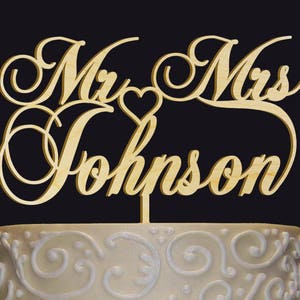 Personalized MR-MRS NAME Cake Topper, Wedding-Anniversary-Valentine Day Cake Topper/ Decor, Wedding Keepsake Photo Prop Rustic Chic image 6