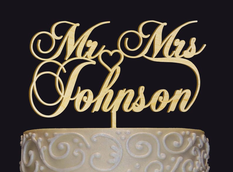 Personalized MR-MRS NAME Cake Topper, Wedding-Anniversary-Valentine Day Cake Topper/ Decor, Wedding Keepsake Photo Prop Rustic Chic image 6