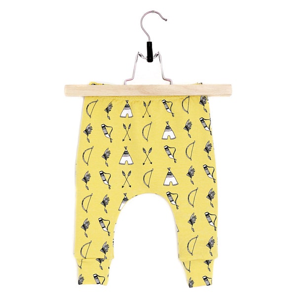 Bows&Arrows on Yellow WINTER baby harems (0-3 months)