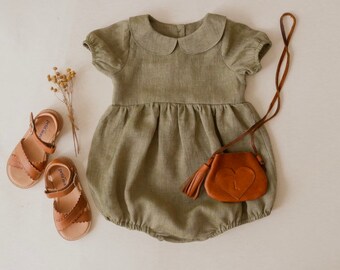 linen romper baby girl