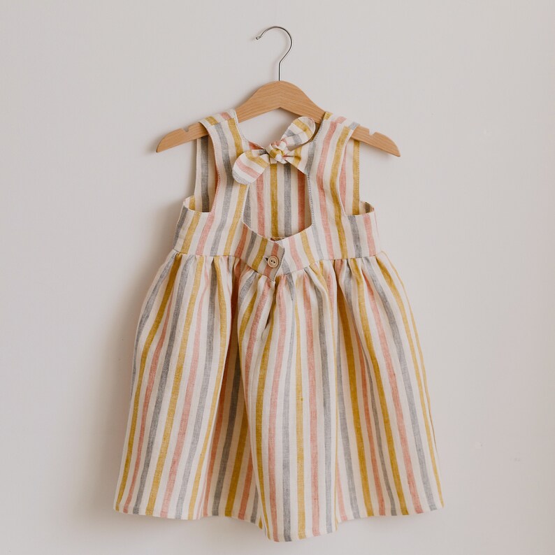 Rainbow Linen Dress with Cutout Back Etsy