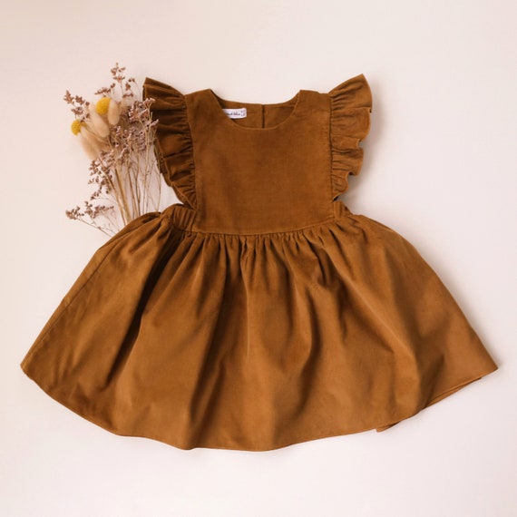 Rustic Brown Corduroy Frills Pinafore Dress - Etsy