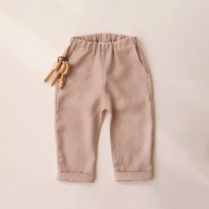 Linen Vintage Pants, Trousers for Boys and Girls | Color Beige