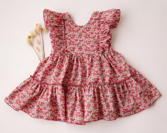 Girl Ruffled Front Tiered Dress in Charmian Liberty Fabric
