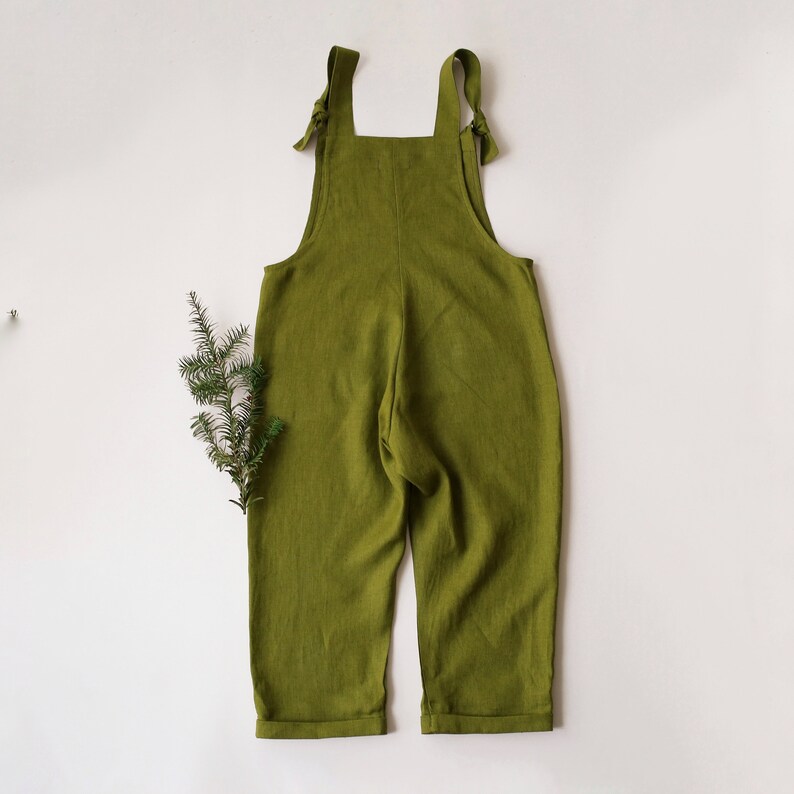 Kids Linen Dungarees Color Forest image 6