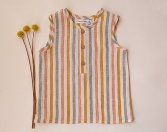 Boy Linen Tank Top | Color Rainbow