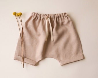 Kids Linen Harem Shorts | Color Beige