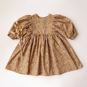 Girl Liberty Dress, Puff Sleeve Dress | &quot;Eden&#39;s Awakening&quot; Liberty Print, Liberty Fabric Dress, Liberty Floral Dress