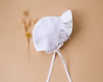 Baby Girl Linen Ruffle Brimmed Bonnet | Color Milk