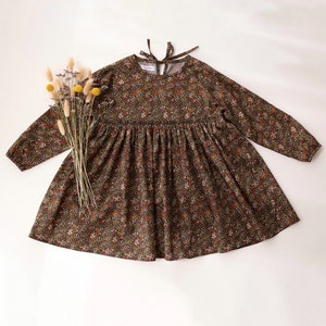 Girl Liberty Dress, Long Sleeve Tie Back Dress | &quot;Cooper Dance&quot; Liberty Print, Liberty Fabric Dress, Liberty Floral Dress