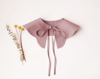 Linen Collar, Removable Collar, Detachable Collar, Scalloped Collar for Dresses & Tops