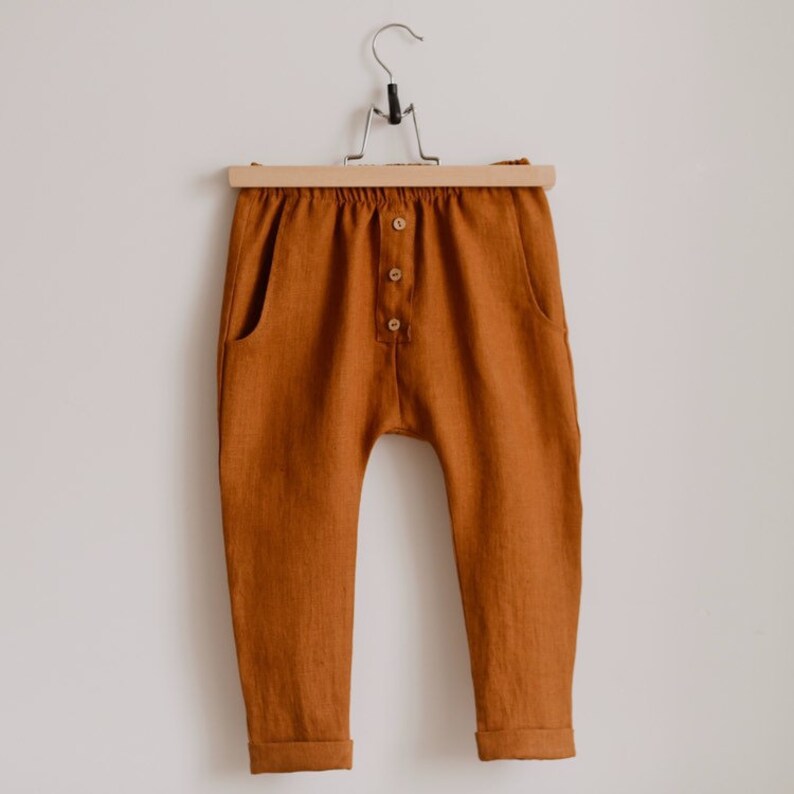 Copper Linen Buttoned Pants CHOICE OF COLORS Etsy