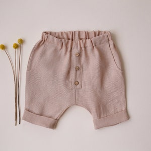 Kids Linen Buttoned Shorts | Color Beige