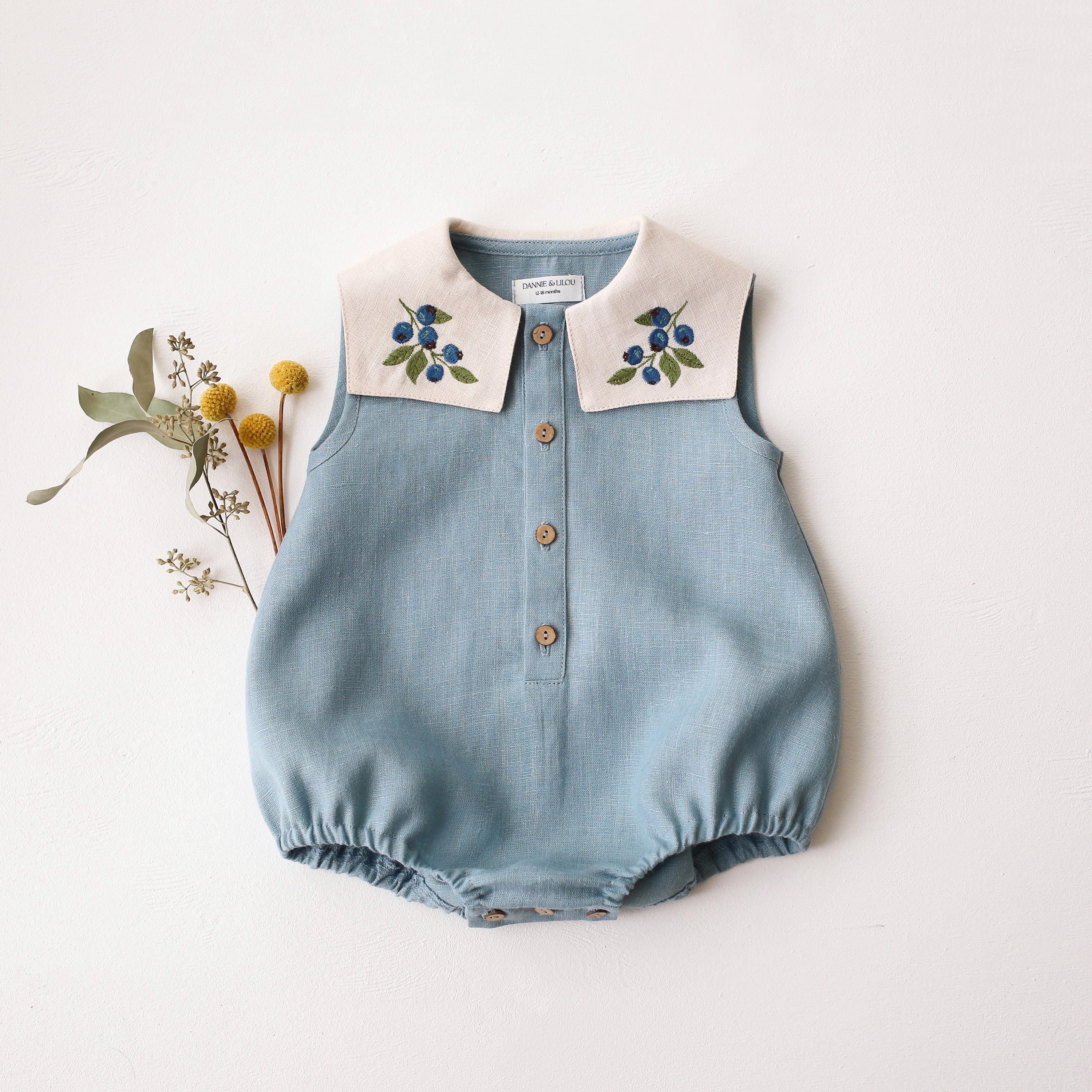 dannie and lilou 襟刺繍ロンパース dannie and lilou 襟刺繍ロンパース-大阪サイト