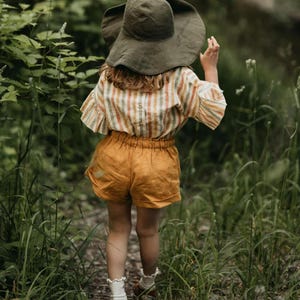 Girl Linen Bermuda Shorts with Cuffs in Powder, Lightweight Summer Toddler Clothes, Breathable Toddler Shorts, Casual Kids Outfit image 8