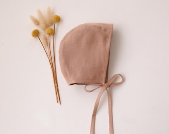 Baby Linen Bonnet | Color Clay