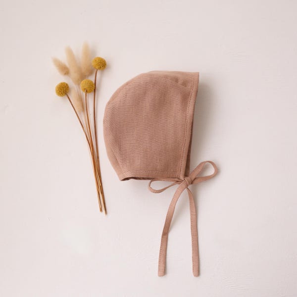 Baby Linen Bonnet | Color Clay