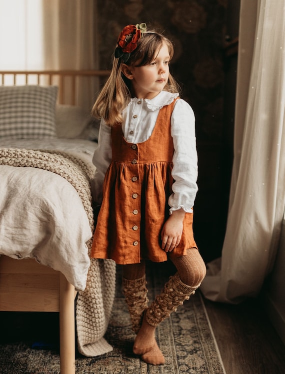 Burnt orange pinafore dress discount