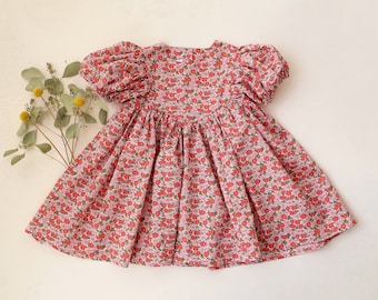 Girl Puff Sleeve V-Bodice Dress in Charmian Liberty Fabric