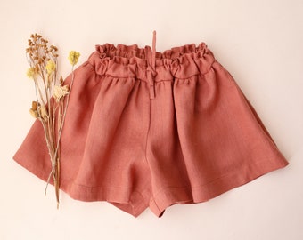 Girl Linen Swing Shorts | Color Rose Bouquet