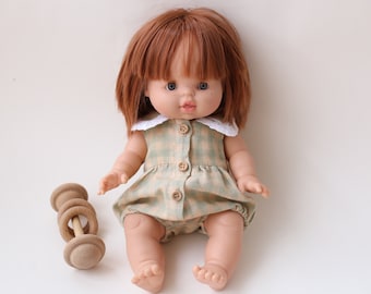 Minikane Doll Romper, Minikane 34 cm Linen Romper, Miniland Doll Romper, 38 cm Doll Romper, 13 inch Linen Doll Romper, Doll Collar Romper