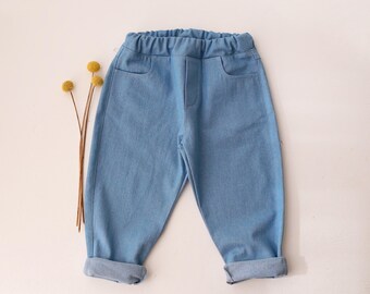 Pantalones vaqueros de mezclilla azul claro para niños, pantalones cómodos de algodón para niños pequeños